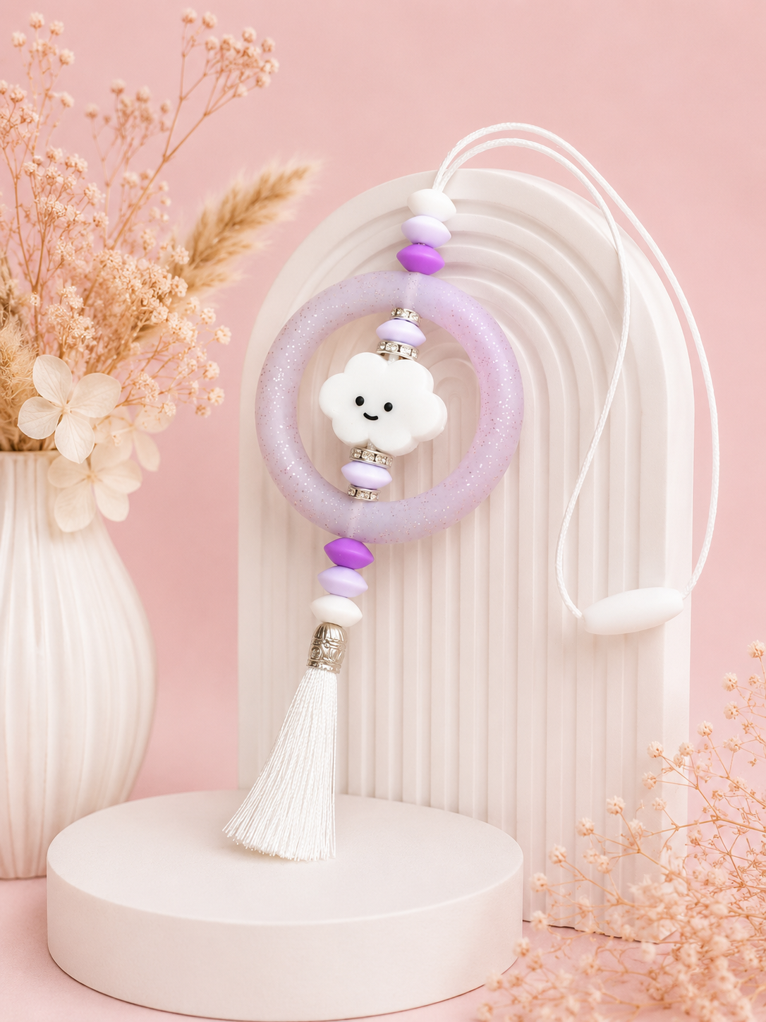 Beaded Car Charm 'Purple Cloud'