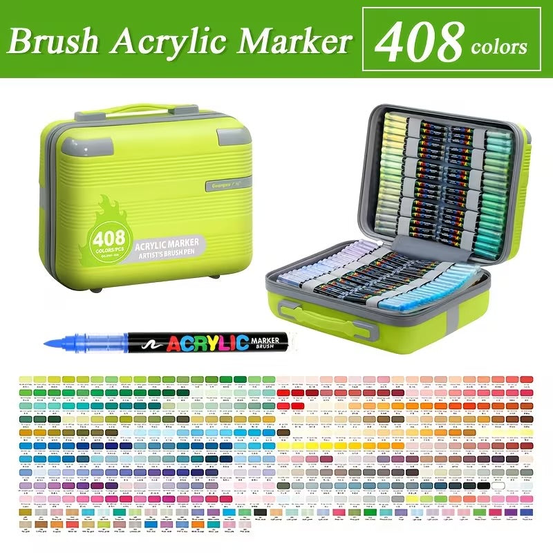 GuangNa Acrylic Markers - 408 colors (Brush)