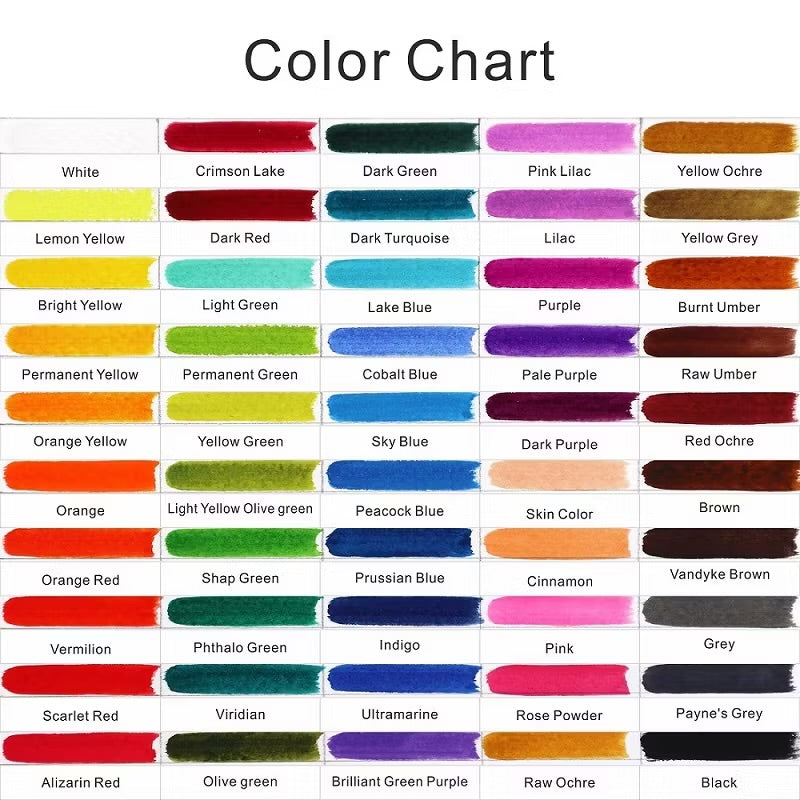 Seamiart Watercolors (40 Standard Colors + 10 Pearl Colors)