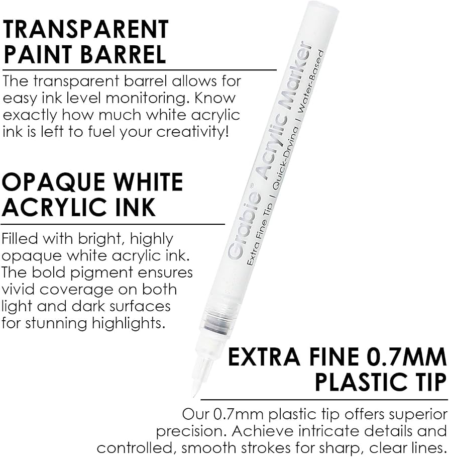 Grabie Acrylic Markers (6 White Colors