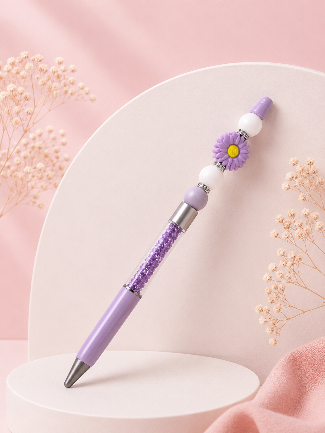 Beaded Pen 'Purple Flower'