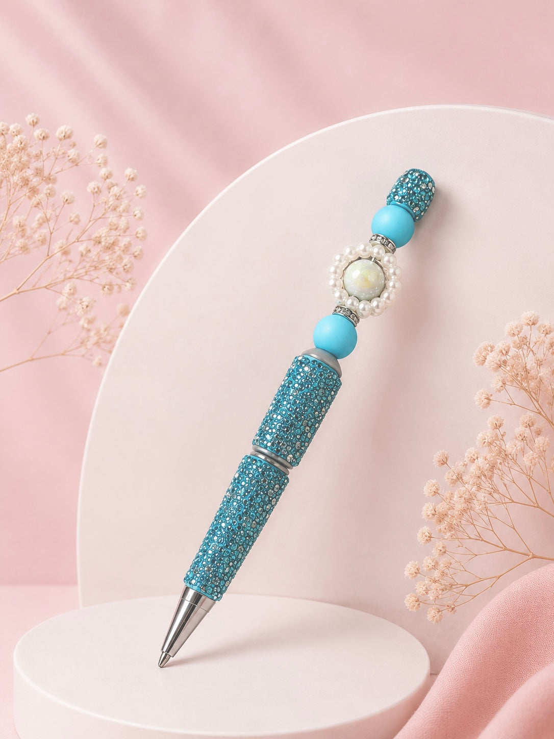Beaded Pen 'Blue Glitter'