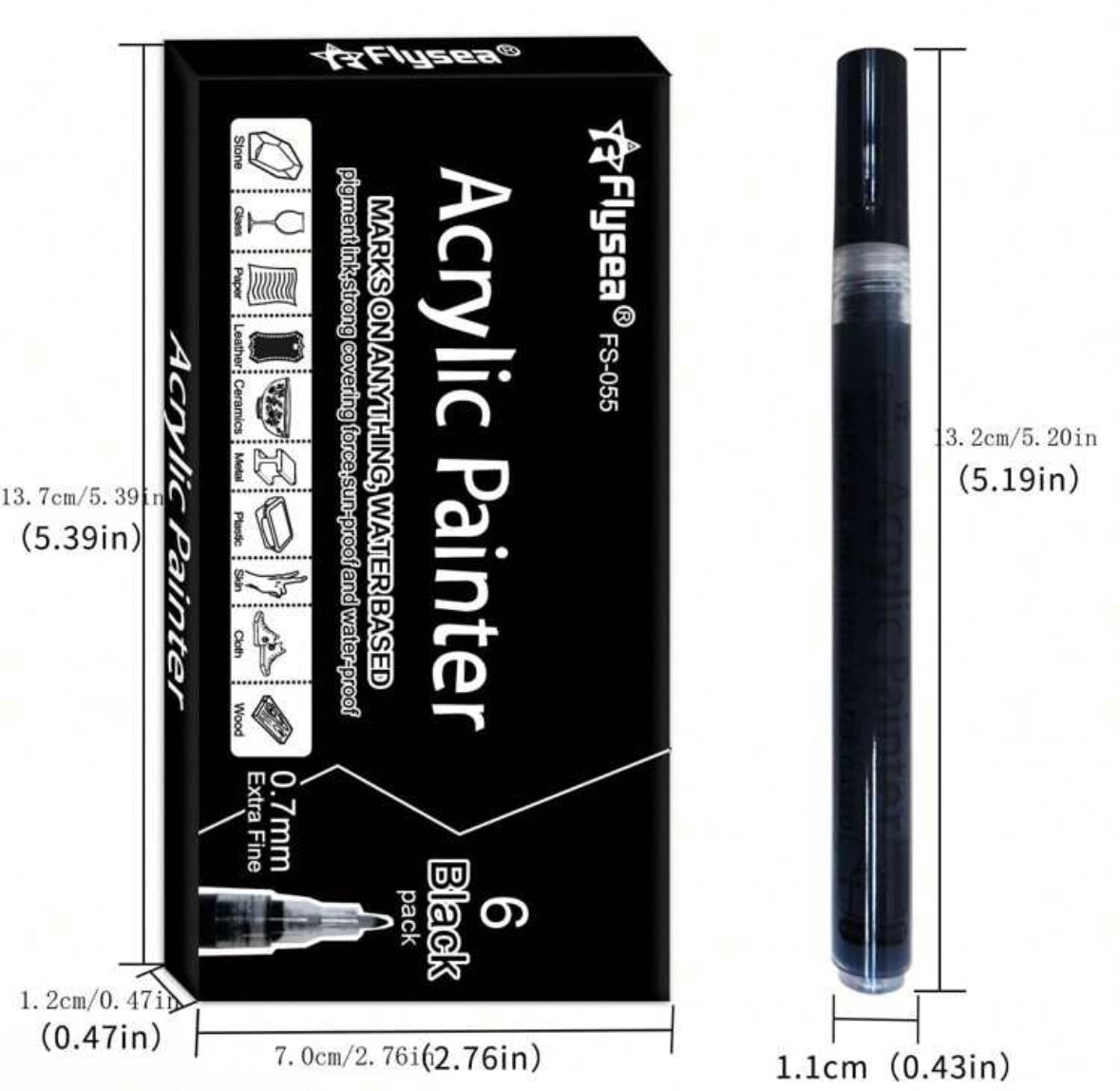 Flysea Acrylic Marker (6 Black)