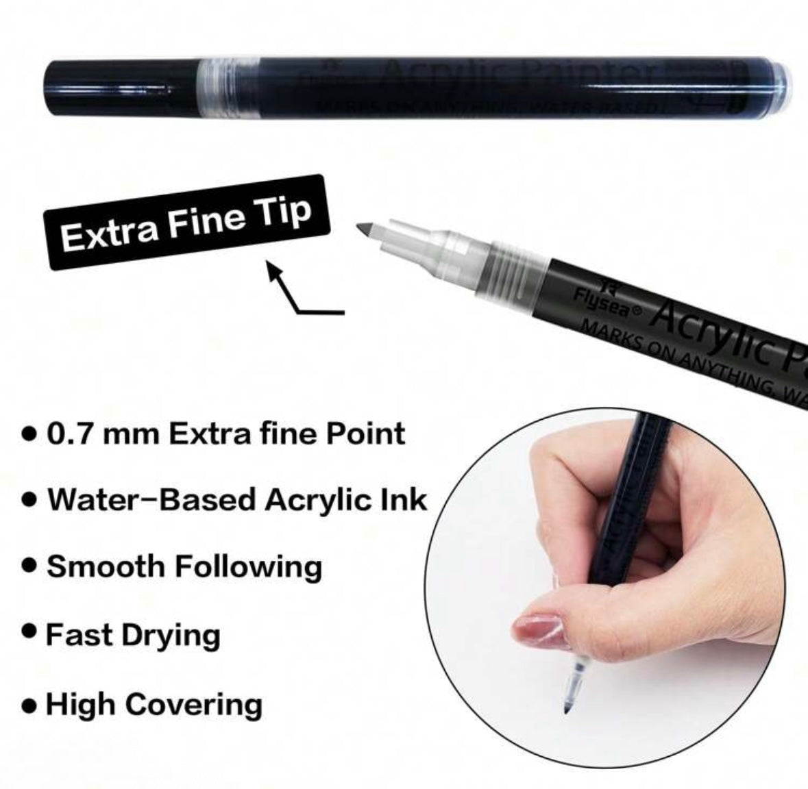 Flysea Acrylic Marker (4 White + 4 Black)