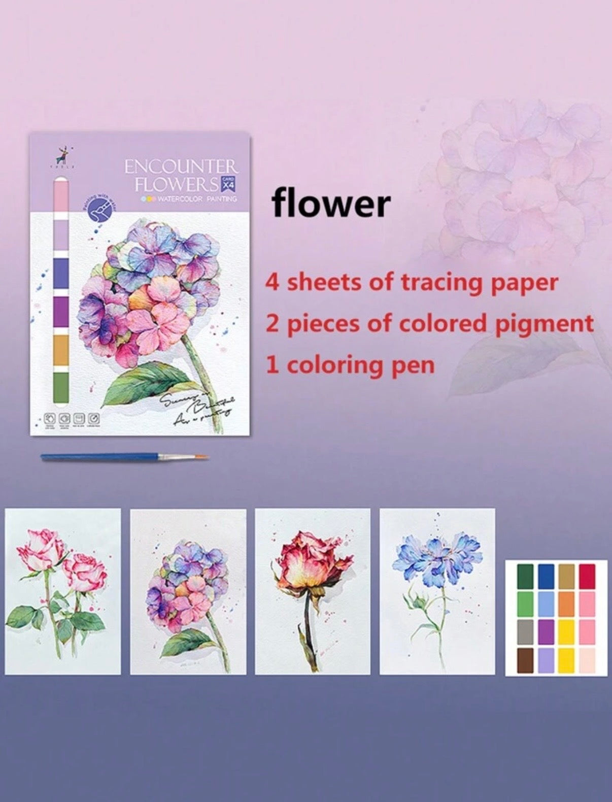 Watercolor Paper Set (Flowers)