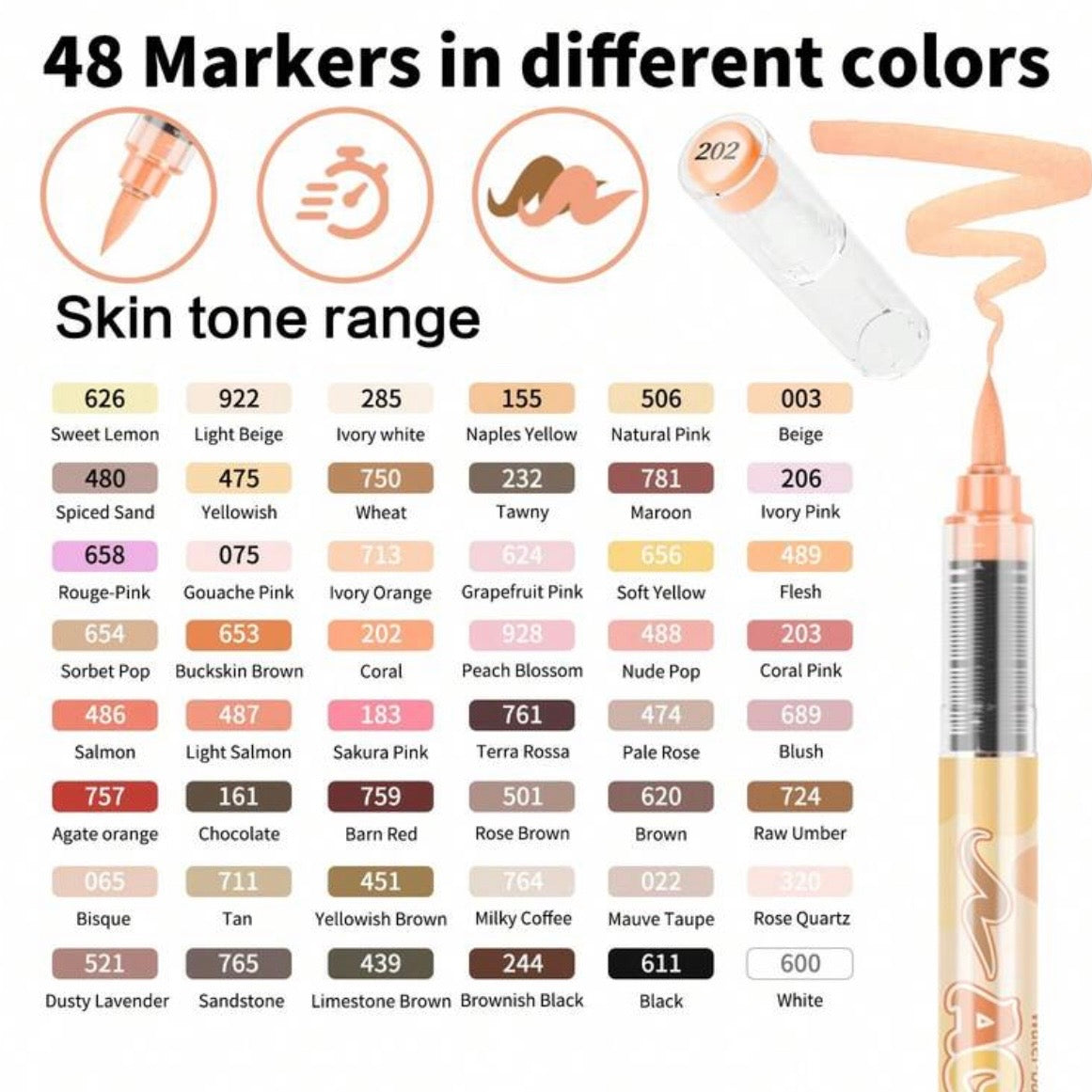 GuangNa Acrylic Markers (Skin - 48 Colors)
