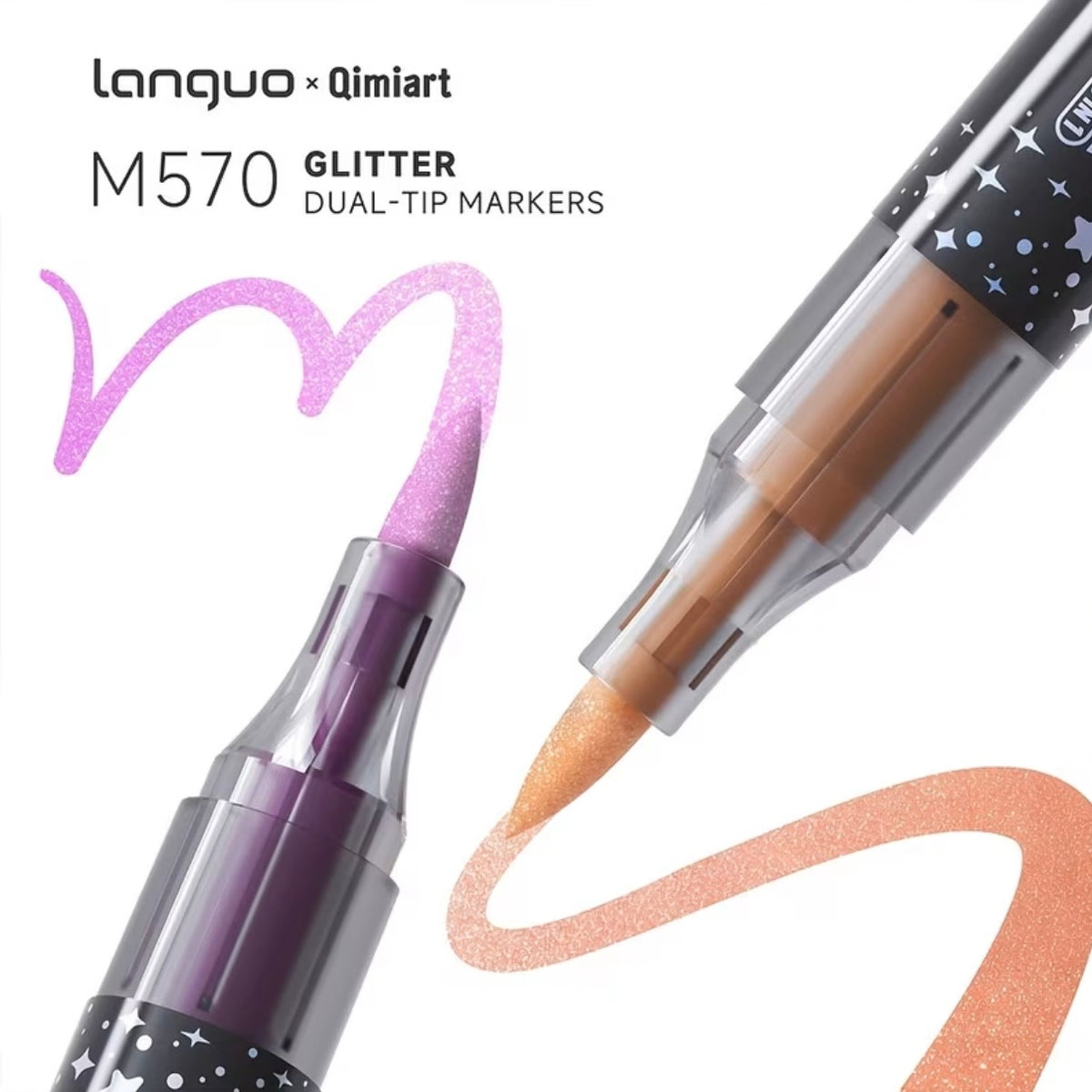 Qimiart Glitter Pens (Dual-Tip/ 48 Pens/ 96 Colors)