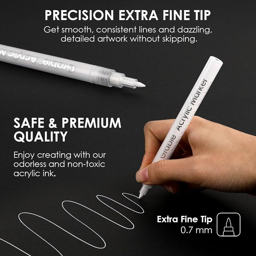 Grabie Acrylic Markers (6 White Colors