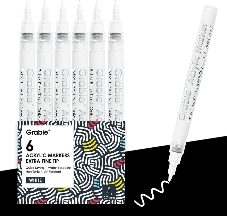 Grabie Acrylic Markers (6 White Colors