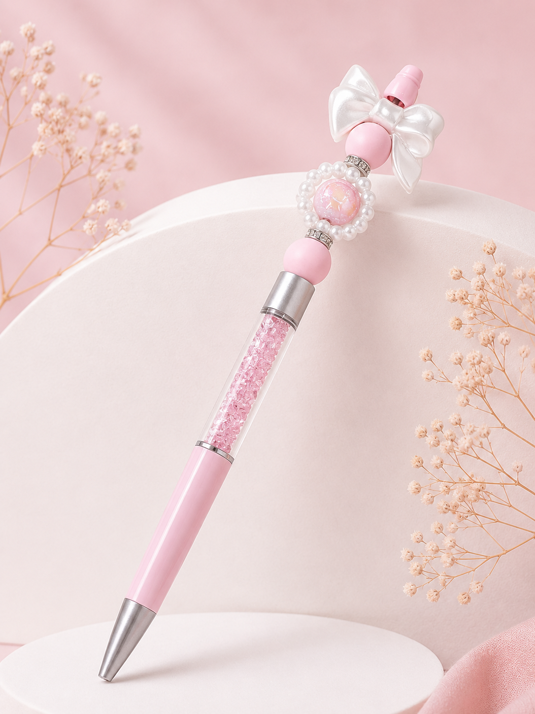 Beaded Pen 'Pink Top Bow'