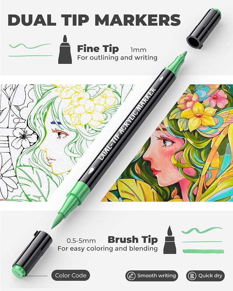 JustArt Acrylic Markers (48 Colors)