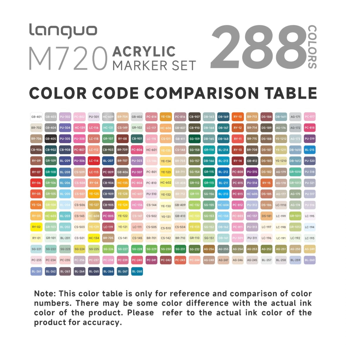 Languo Acrylic Markers (288 colors - Bag)