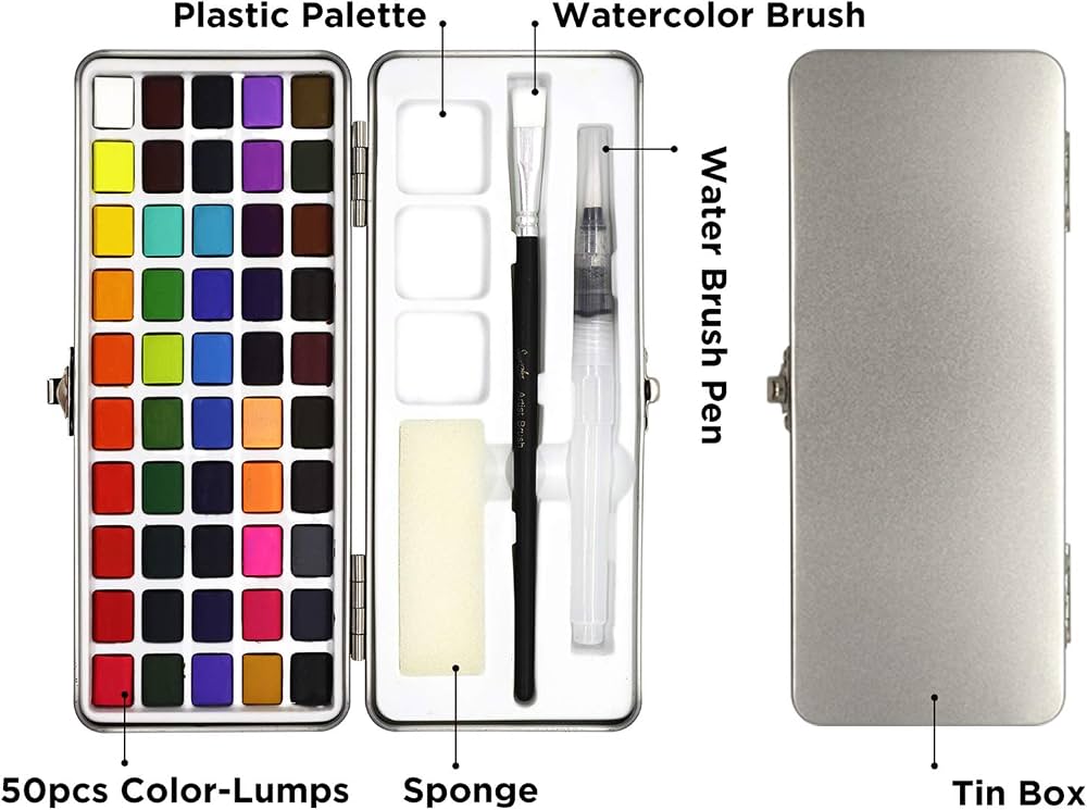Seamiart Watercolors (40 Standard Colors + 10 Pearl Colors)