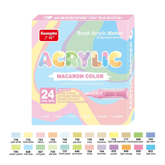 GuangNa Acrylic Markers (Macaron - 24 colors)