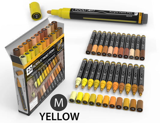 Tooli Art Acrylic Markers - Medium Tip (Yellow - 22 colors)
