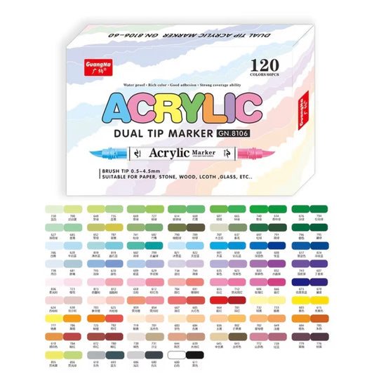 GuangNa Acrylic Markers Dual-tip (120 colors)