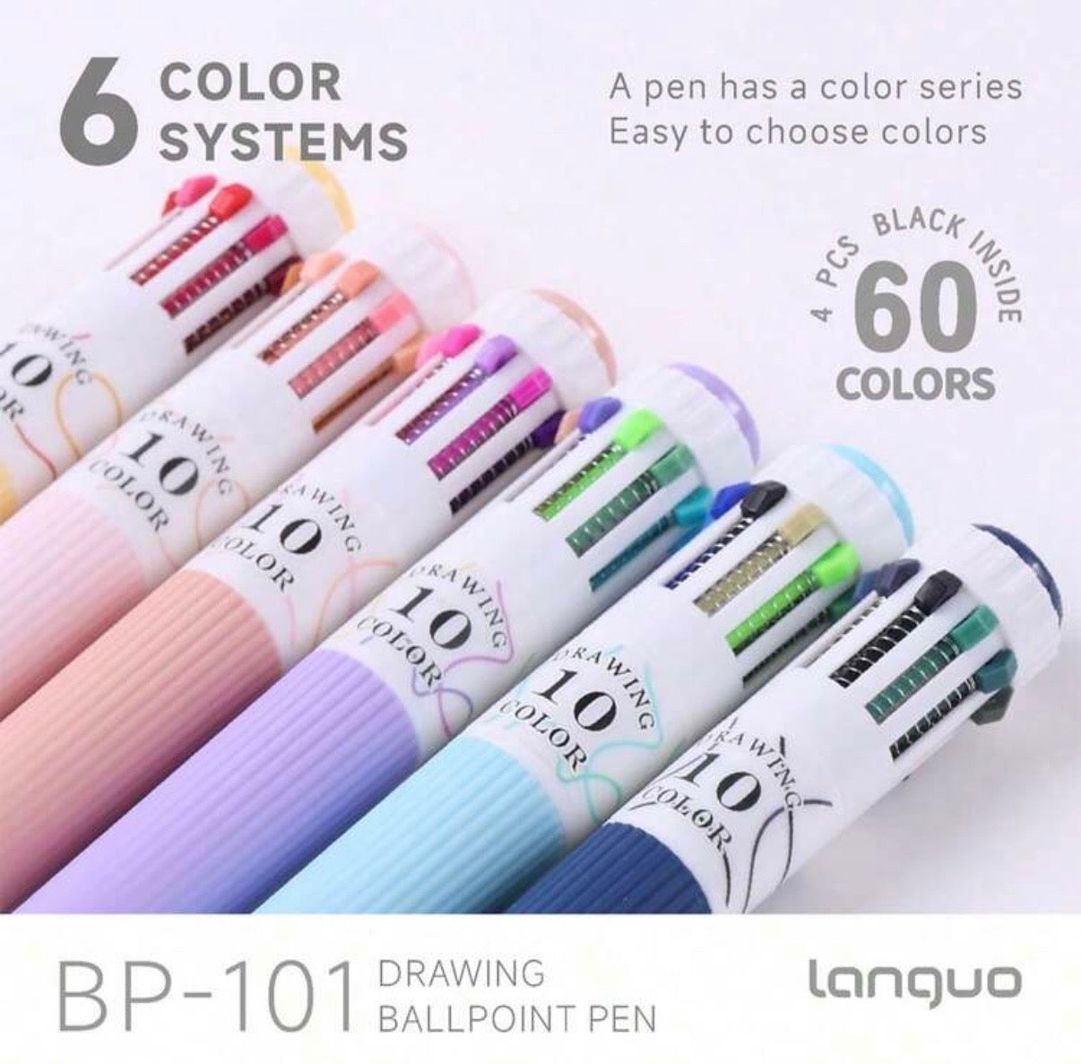 Languo Multicolor Pens (6 Pens / 60 Colors)