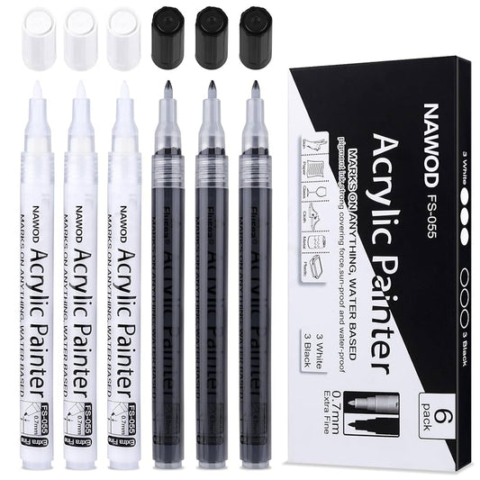 Flysea Acrylic Marker (4 White + 4 Black)