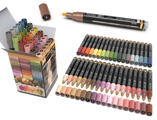Tooli Art Acrylic Markers - Medium Tip (Earth - 36 colors)