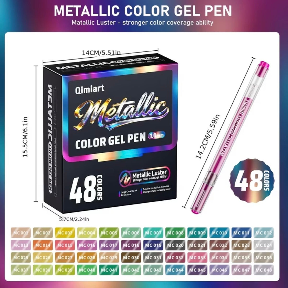 Qimiart Metallic Gel Pens (48 Colors)