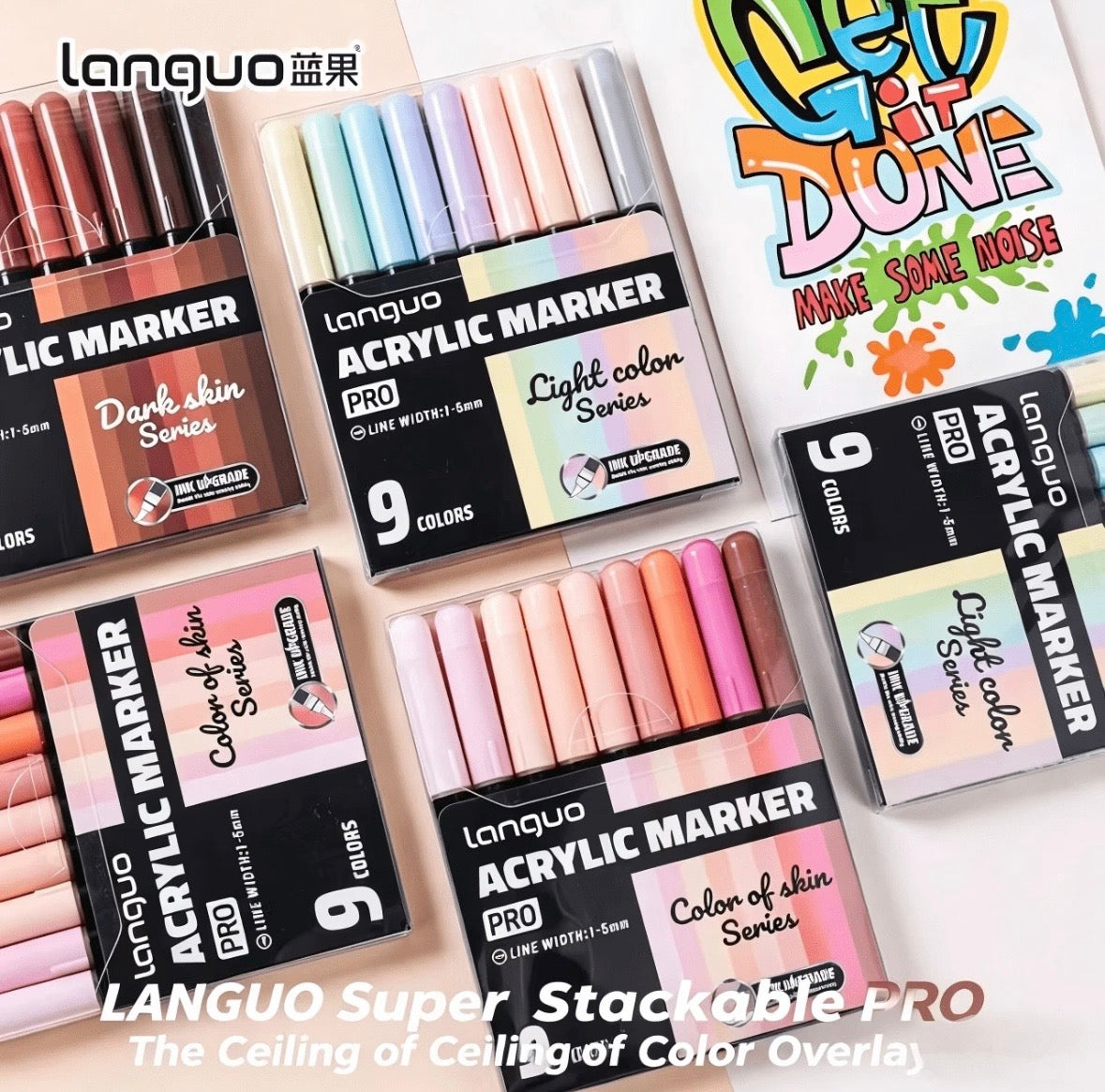 Languo Pro Acrylic Markers (Dark Skin - 9 colors)