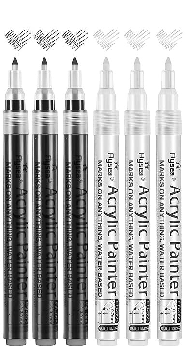 Flysea Acrylic Marker (4 White + 4 Black)