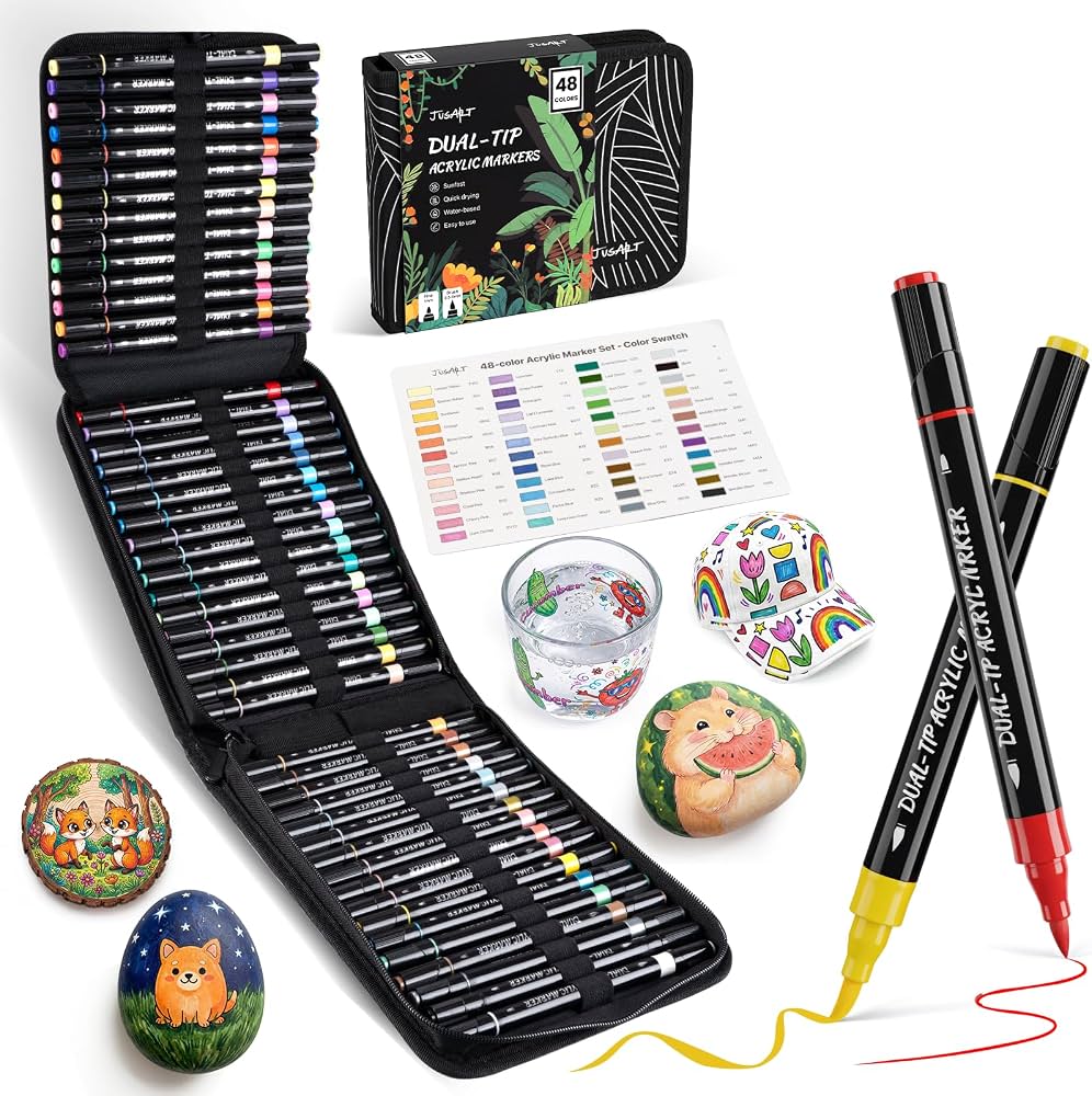 JustArt Acrylic Markers (48 Colors)