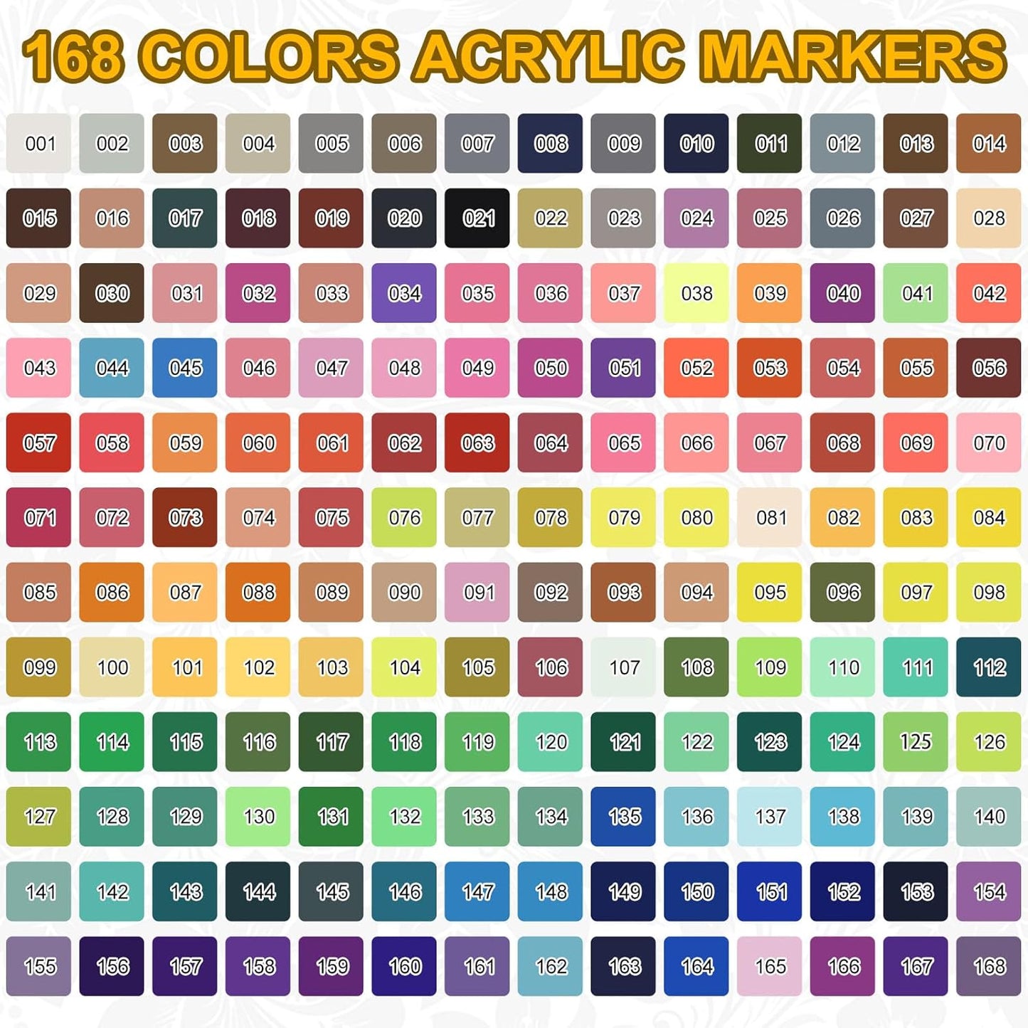 Nicety Acrylic Markers - 168 colors (Thin Brush)
