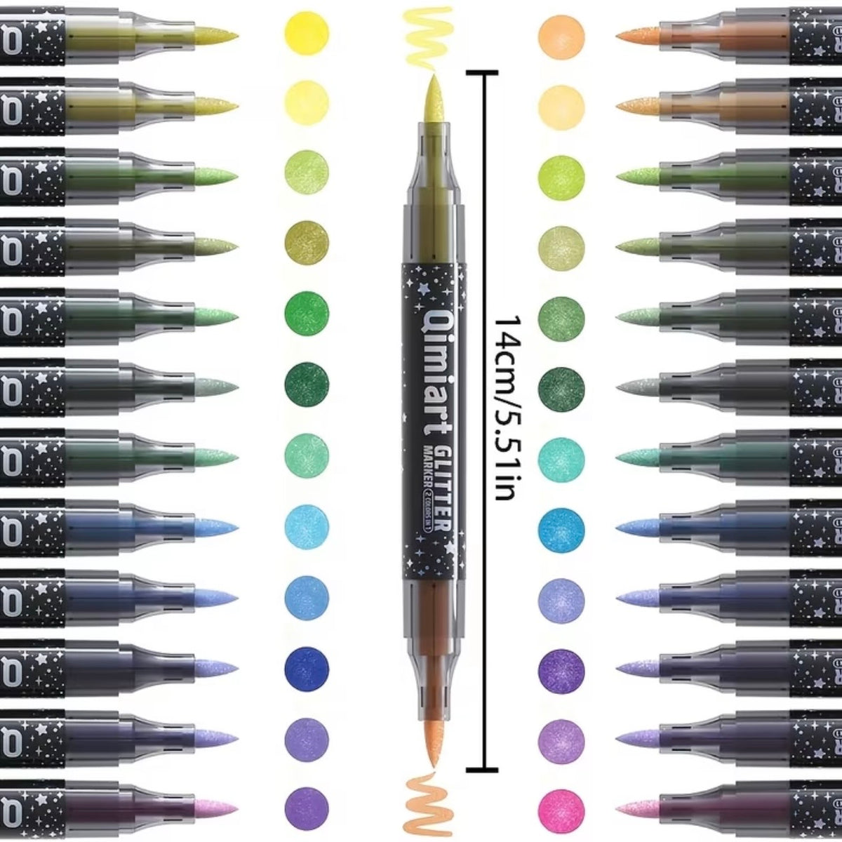 Qimiart Glitter Pens (Dual-Tip/ 48 Pens/ 96 Colors)