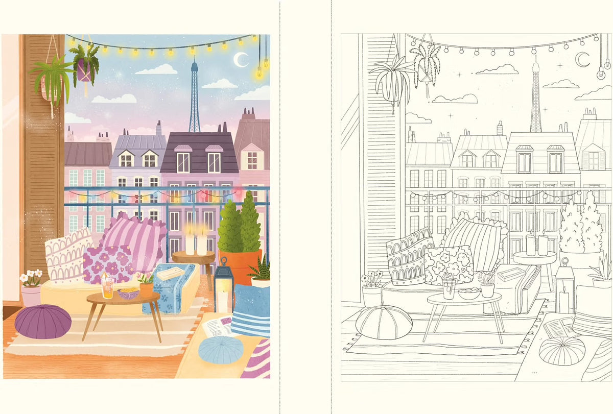 Urban Life Watercoloring Coloring Book