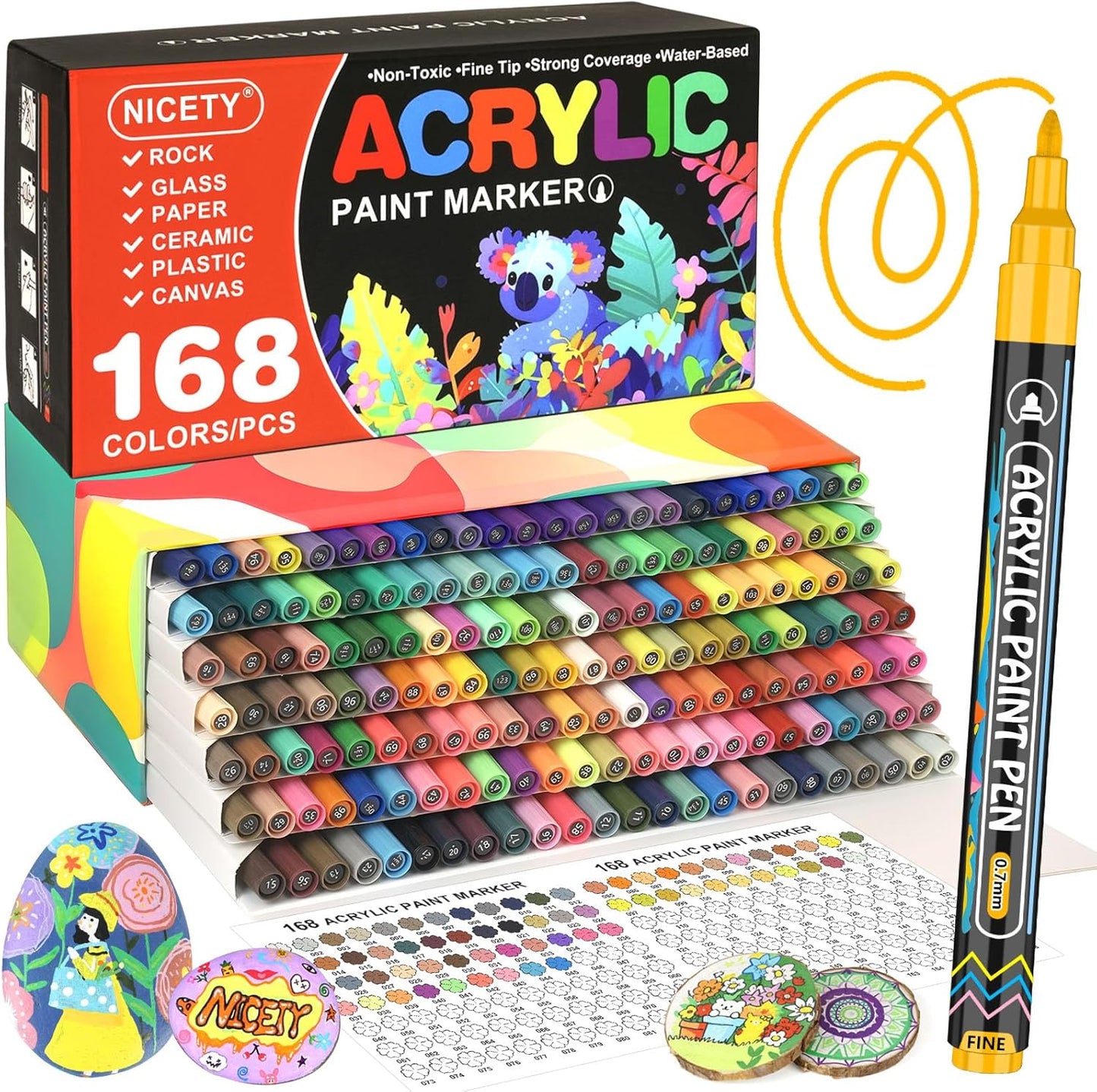 Nicety Acrylic Markers - 168 colors (Thin Brush)