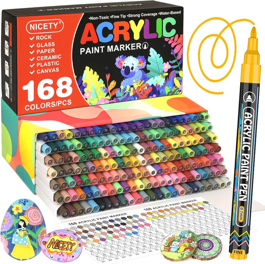 Nicety Acrylic Markers - 168 colors (Thin Brush)