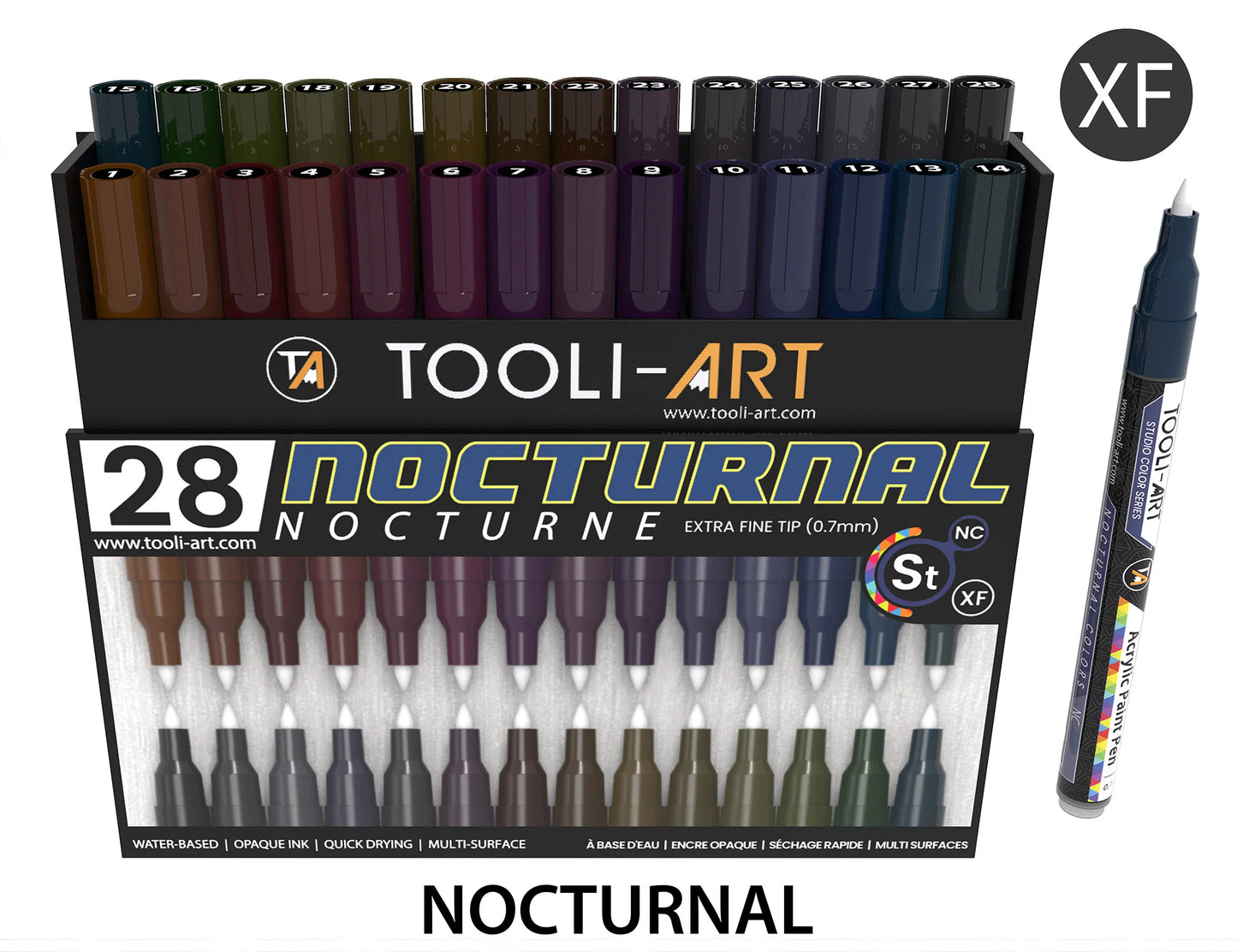 Tooli Art Acrylic Markers (Nocturnal - 28 colors)