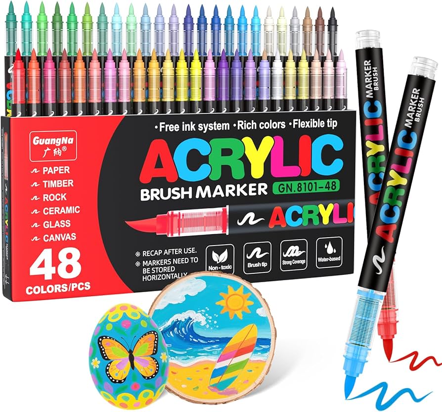 GuangNa Acrylic Markers - 48 colors (Brush)