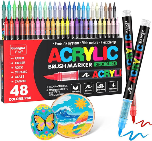 GuangNa Acrylic Markers - 48 colors (Brush)