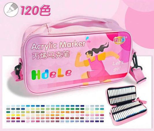 Hdele Acrylic Markers (120 colors - Pink Bag)