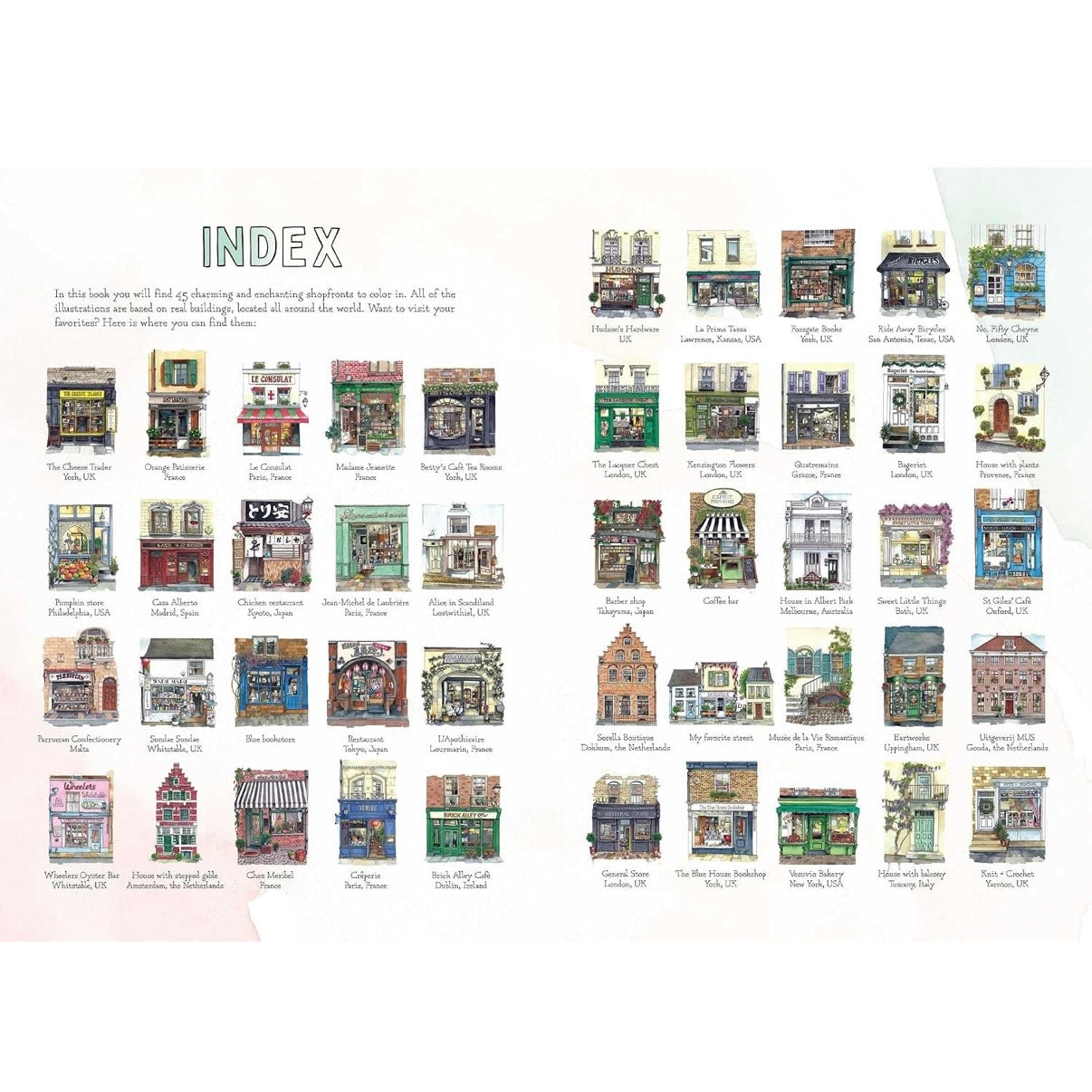 Urban Anna Watercoloring Book: Enchanting Shopfronts