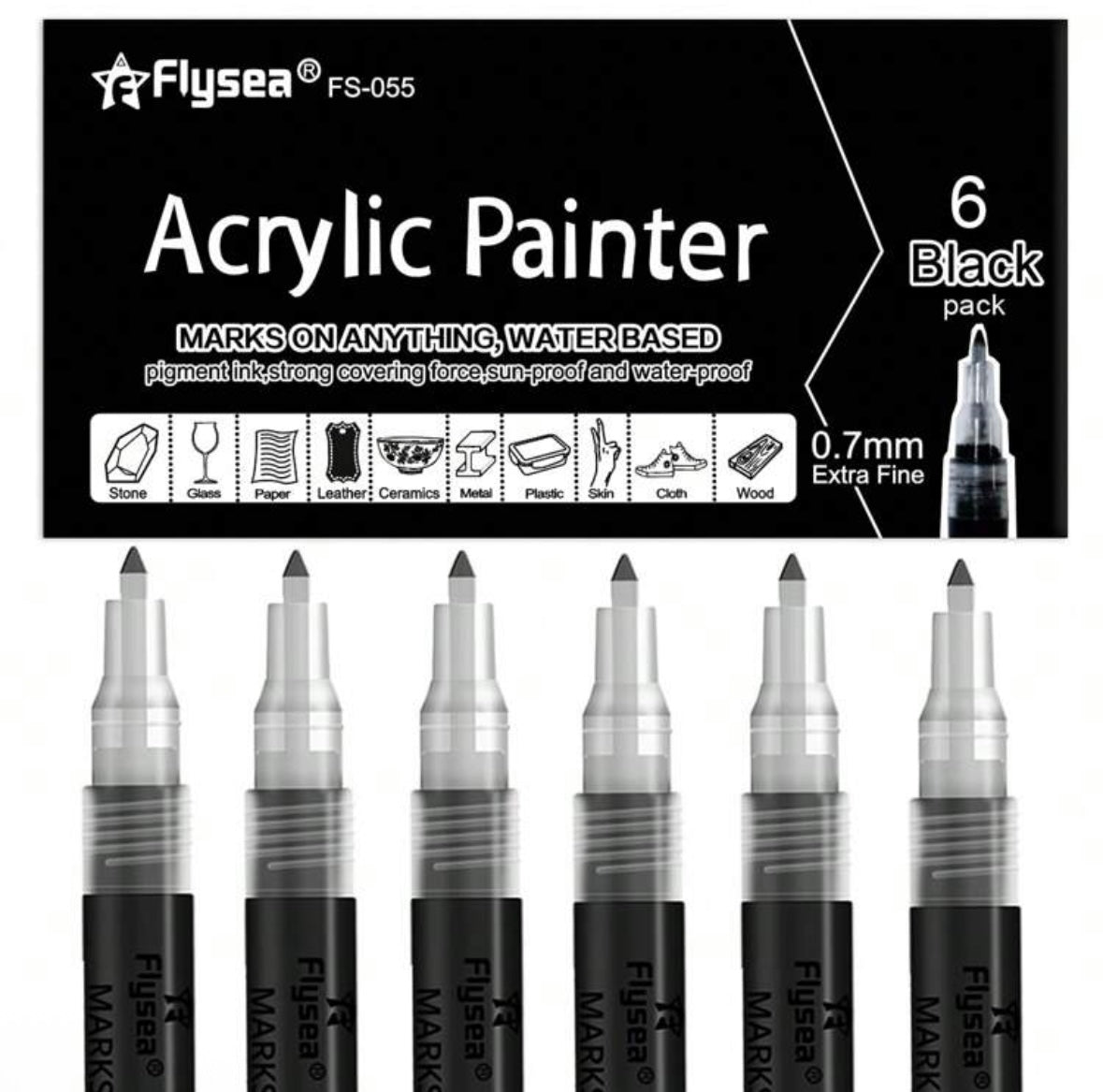Flysea Acrylic Marker (6 Black)