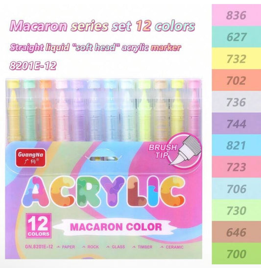 GuangNa Acrylic Markers (Light Macarons - 12 colors)