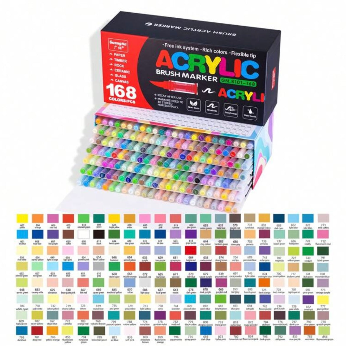 Acrylic Markers - 168 colors (Brush)