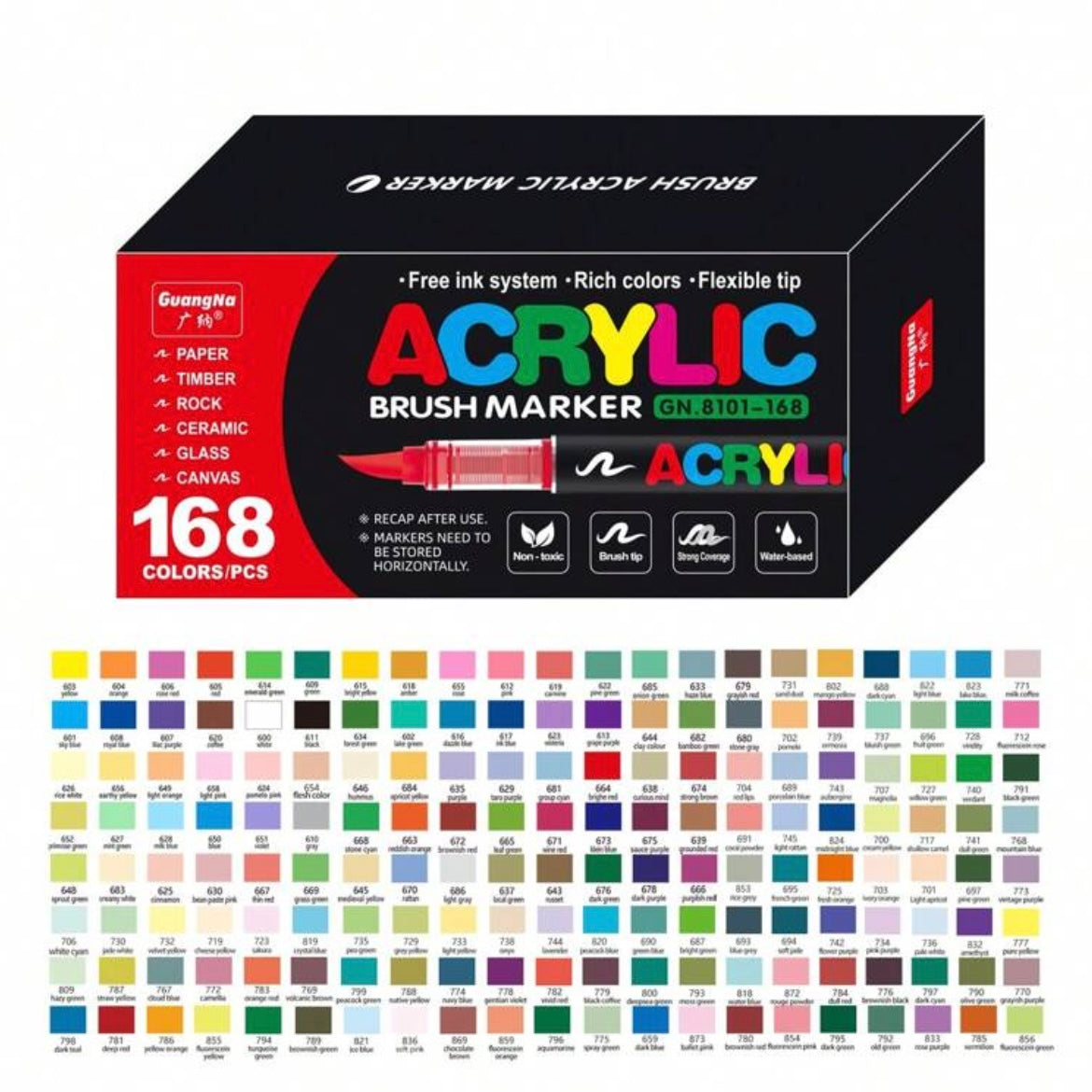 Acrylic Markers - 168 colors (Brush)