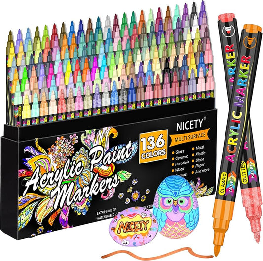 Nicety Acrylic Colors - 136 Colors (Thin Tip)